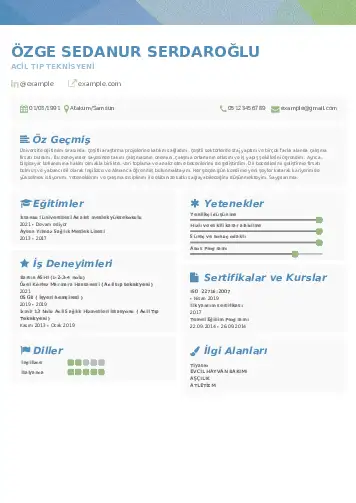 Acil Tıp Teknisyeni CV Örnekleri cv indir